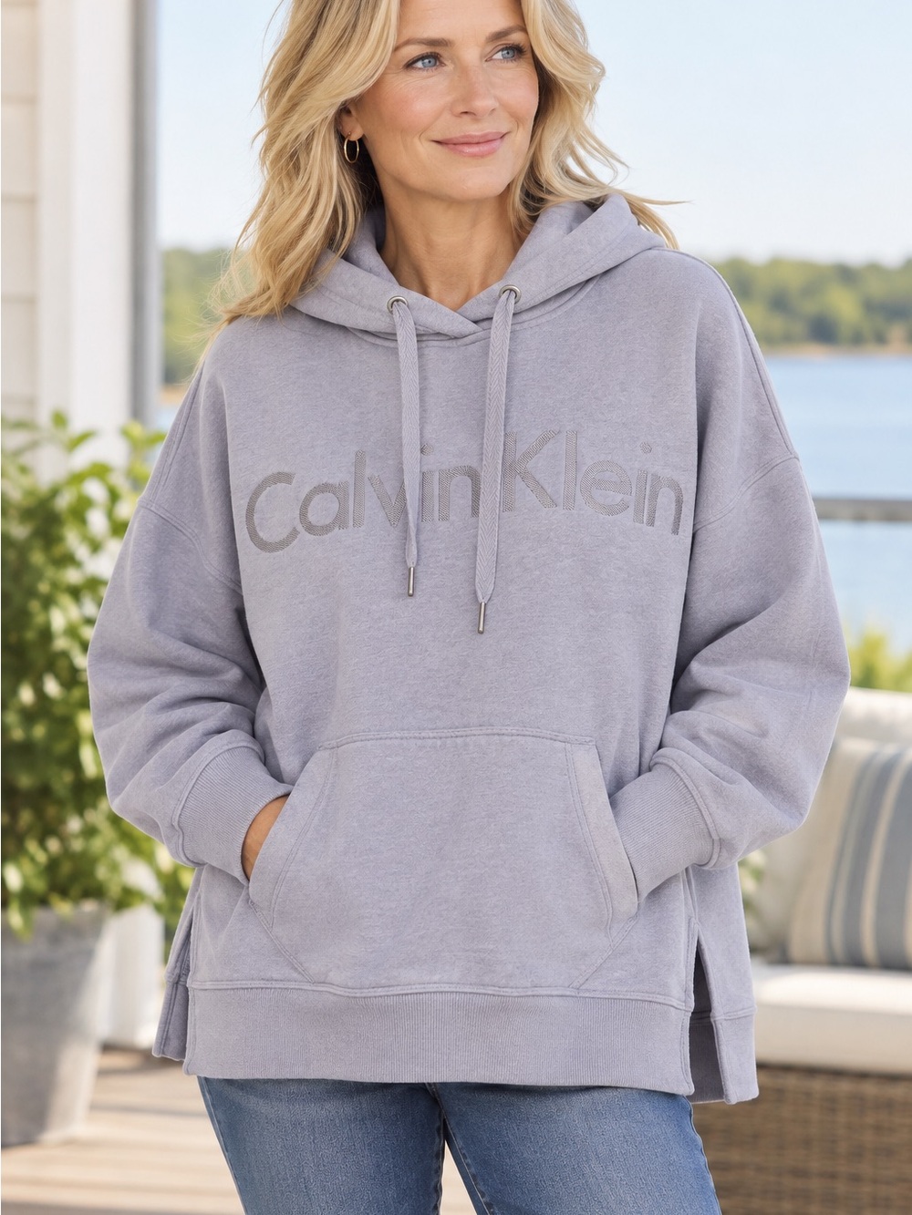 Calvin Klein Lavender Embossed Logo Hoodie